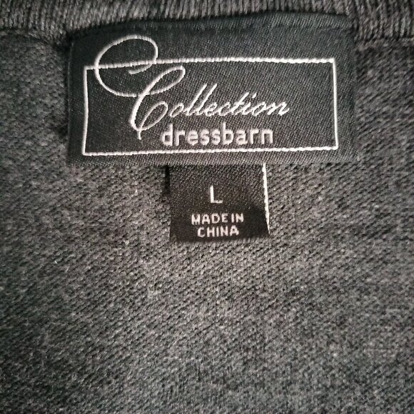 Dressbarn Collection Size L Gray Velvet Ruffle Trim Cropped Cardigan - Picture 5 of 5